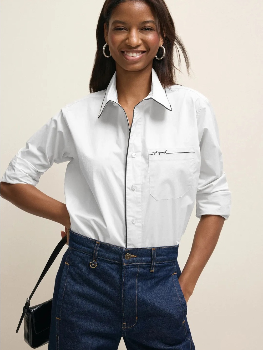 Yigal Azrouël Contrast Trimmed Oversized Shirt
